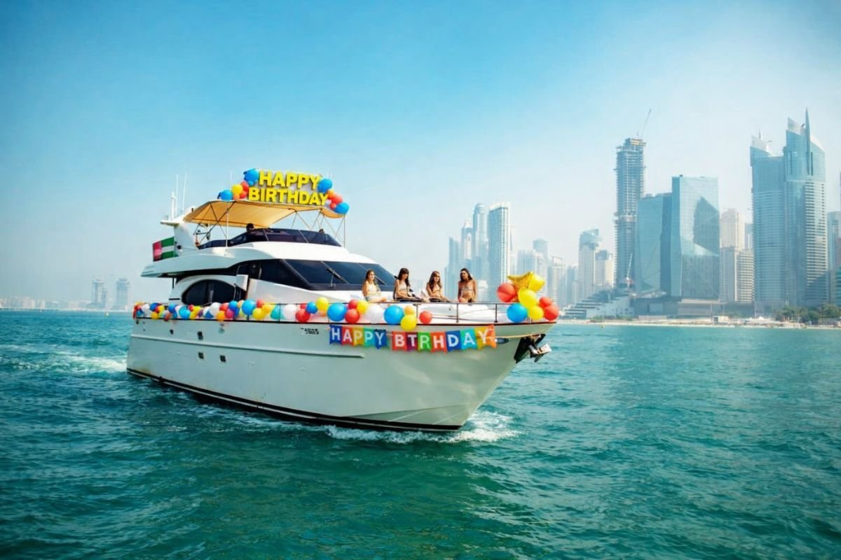 Daylight yacht wedding decoration in Abu Dhabi