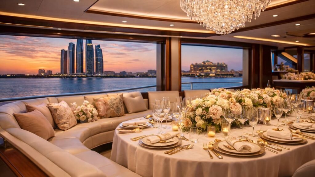 luxury yacht wedding amenities Abu Dhabi